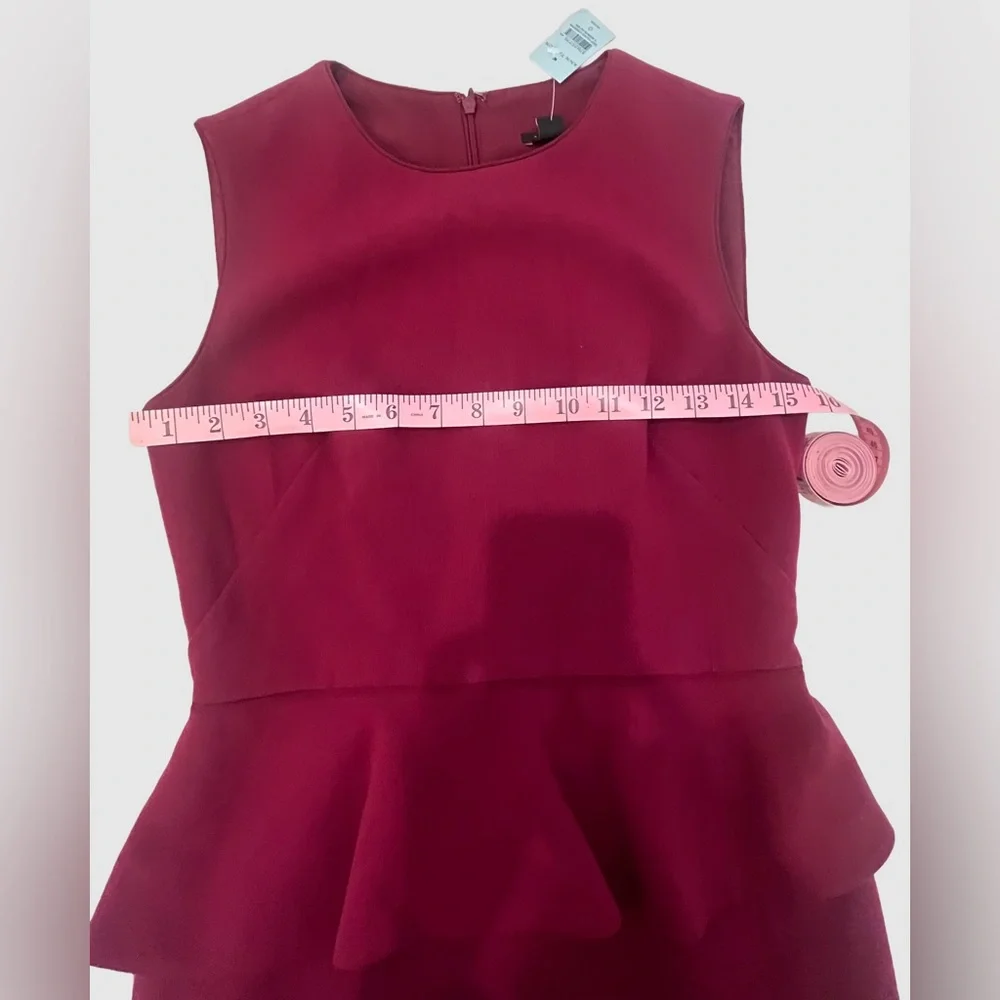 NWT Ann Taylor Doubleweave Peplum Wine Plum Sheath Dress 0 Petite - Picture 10 of 13